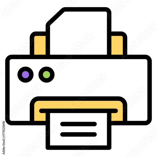 A colored design icon of printer

