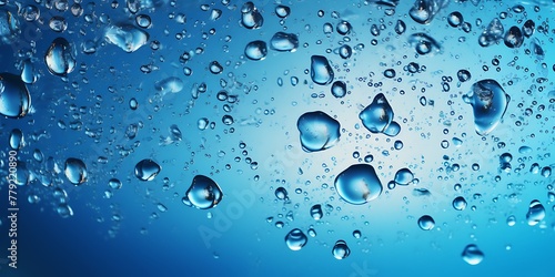 Water drops on a blue background. 3d rendering  3d illustration.