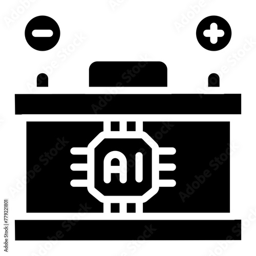 A solid design icon of car battery

