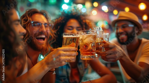 Group of People Drinking Beer at Table