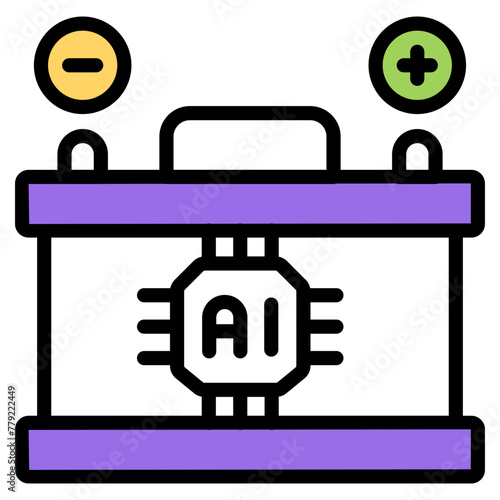 A flat design icon of car battery

