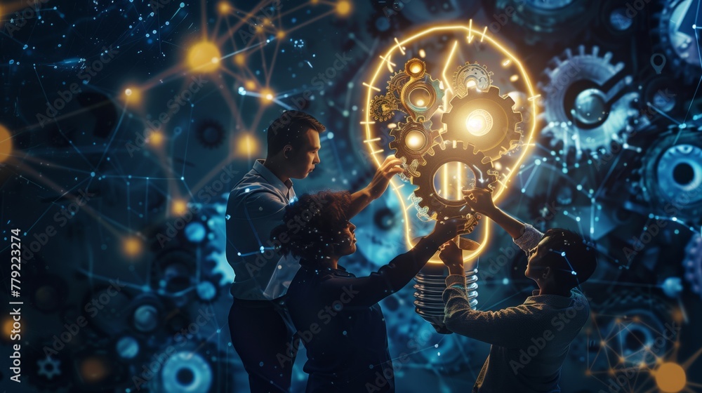 Man and Woman Standing by Clock Man and Woman Standing by Clock