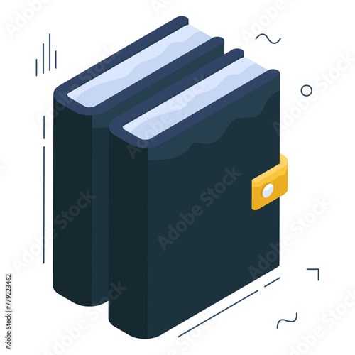 Conceptual isometric design icon of notebook

