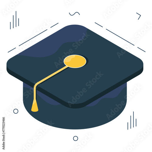 Academic cap icon, vector design of mortarboard

