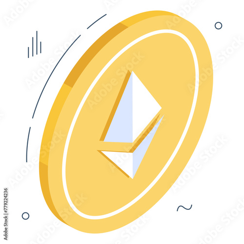 An icon design of ethereum coin 

