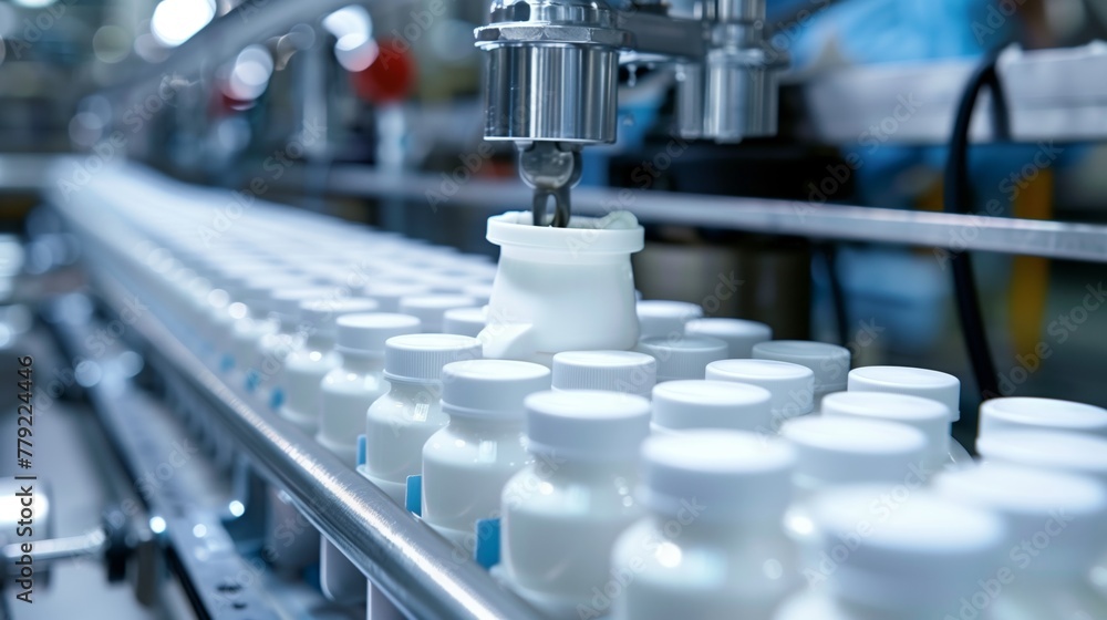 Bottles Moving on Conveyor Belt