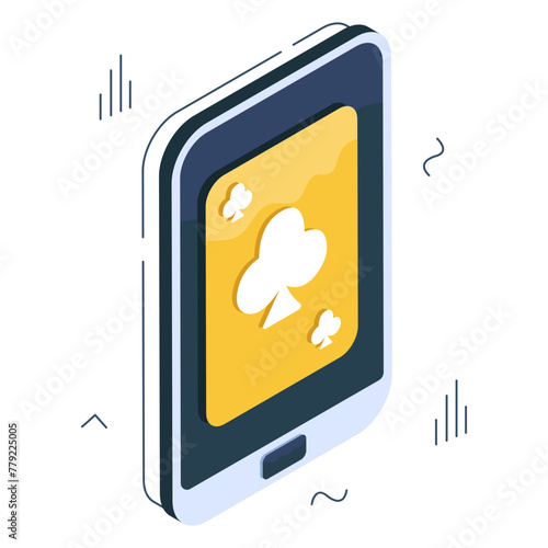 A isometric design of mobile poker card icon

