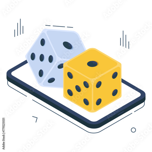 An isometric design, icon of ludo dices


