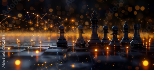 a futuristic digital chess game photo