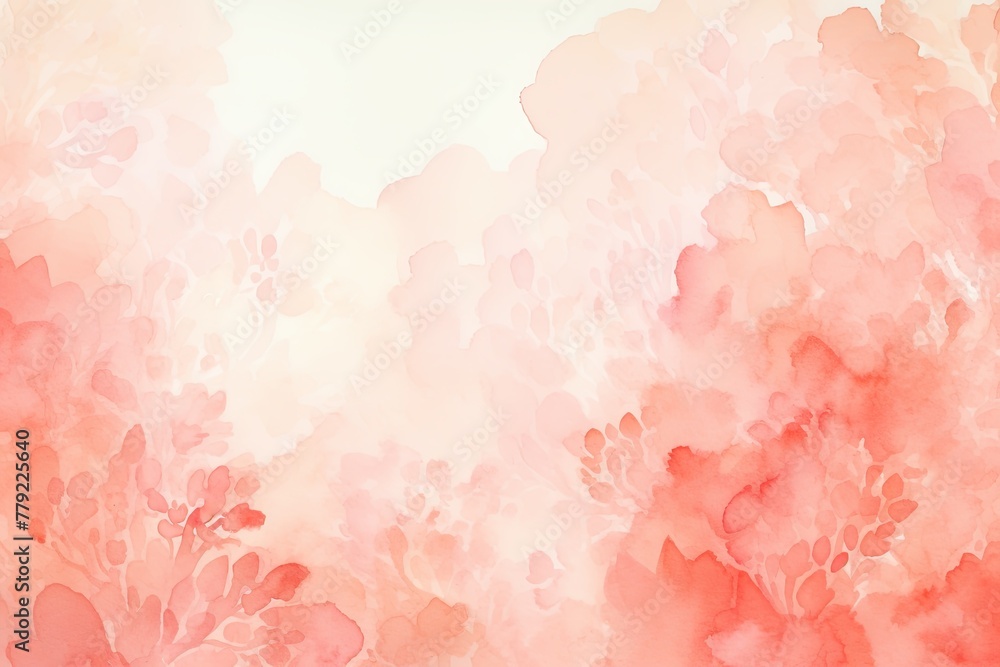 Coral watercolor light background natural paper texture abstract watercolur Coral pattern splashes aquarelle painting white copy space for banner design, greeting card