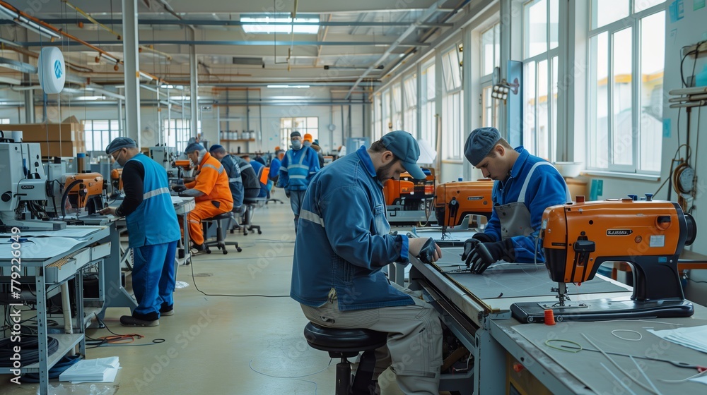 Men Operating Machines in Factory Men Operating Machines in Factory