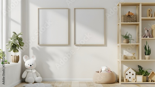 Mockup posters in child room interior Scandinavian style children room