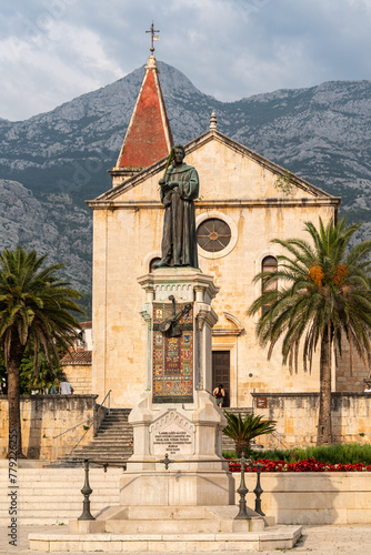 Church With Statues in Front of Makarska Cathedral, Croatia