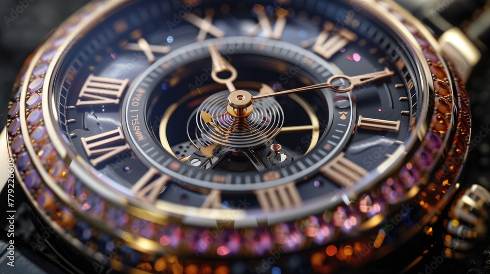 Close Up of Luxury Wrist Watch With Roman Numerals Close Up of Luxury Wrist Watch With Roman Numerals