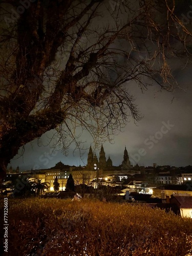 Panorámica nocturna de Santiago de Compostela, Galicia photo