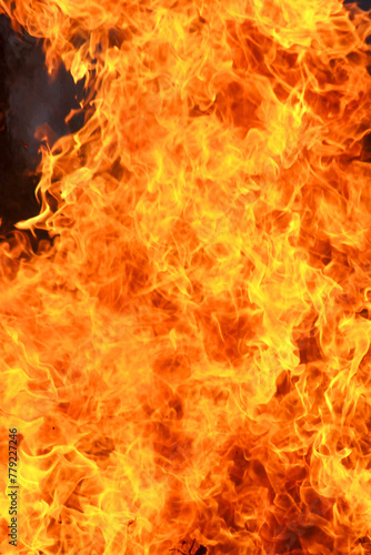 close up of large flames in a campfire