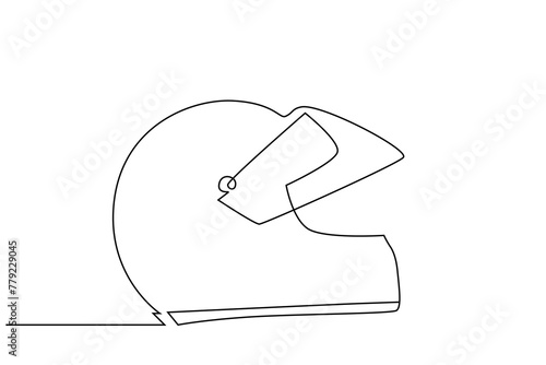 motorcycle ride equipment helmet protection object one line art design vector