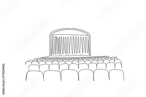 theater stage modern seats curtain one line art design vector
