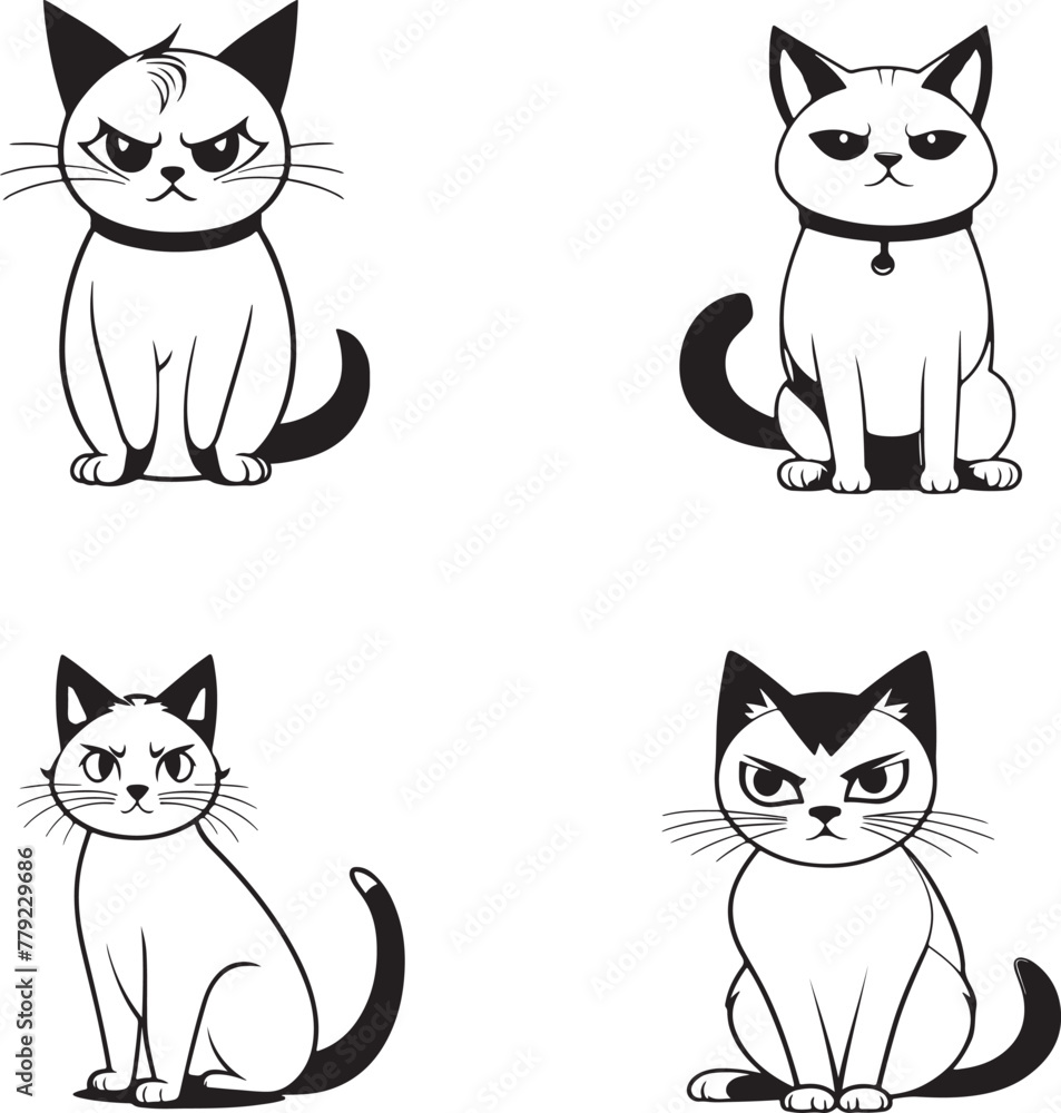 a quit cat art vector design.