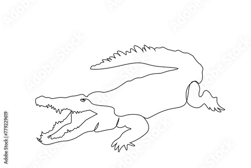 crocodile wild animal one line art design vector