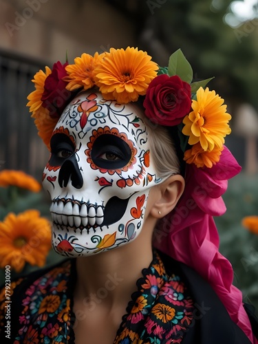 Woman in a Halloween mask 