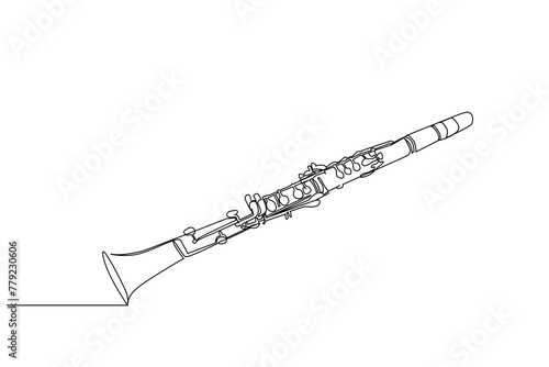 clarinet classical musical instrument object one line art design vector photo