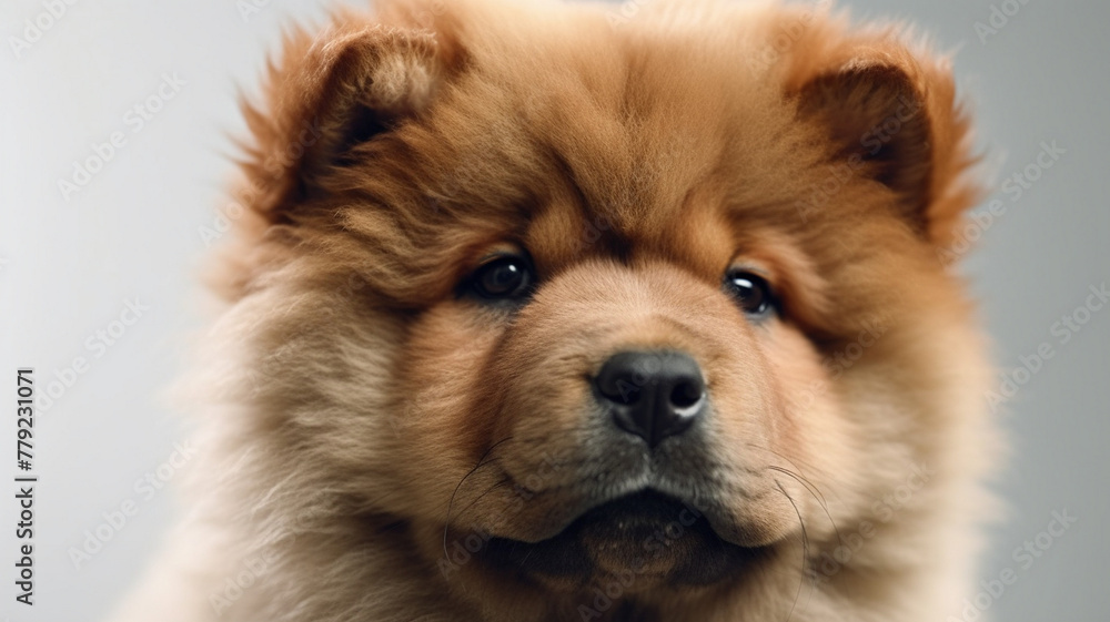 Puppy, Chow Chow Dog on White Background