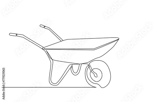 wheelbarrow object one line art design vector