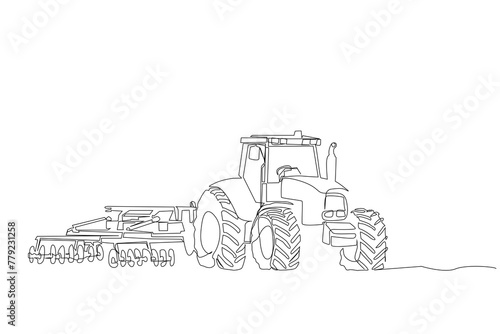tractor vehicle agriculture soil land business industry one line art design vector