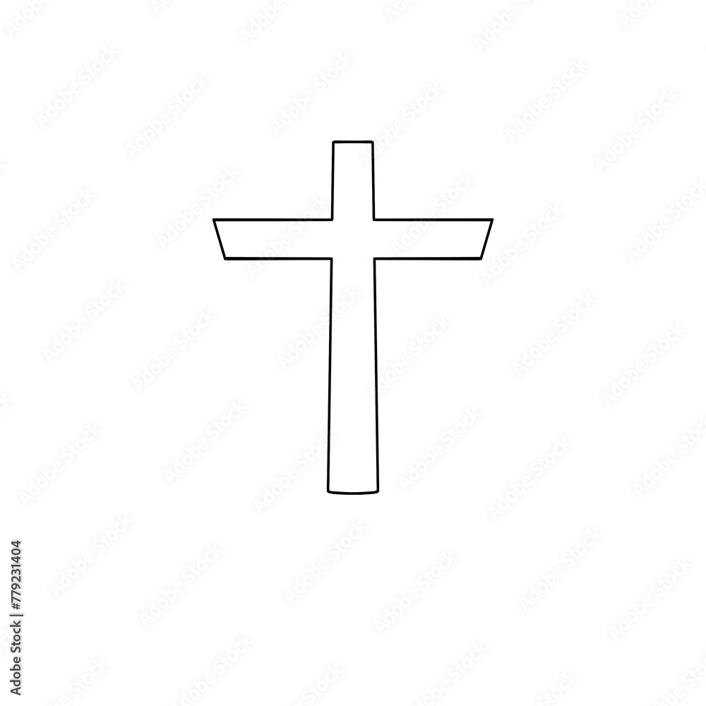 Christian cross, religion simple symbol crucific. Pray god on white background 