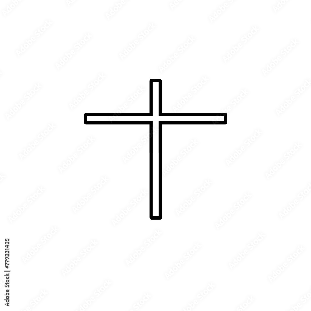 Christian cross, religion simple symbol crucific. Pray god.