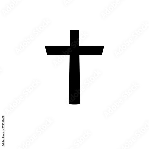 Christian cross, religion simple symbol crucific. Pray god on white background  photo