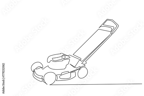 lawn mower object one line art design vector