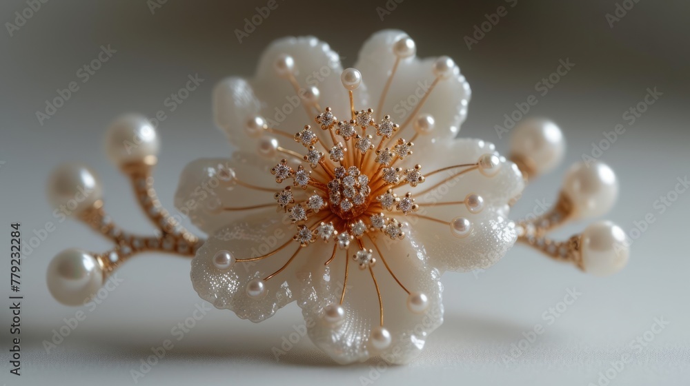 Background of white with a brooch Background of white with a brooch