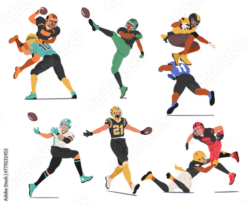 Rugby Players Characters Tackle, Pass, Kick, Run, Fight And Strategize To Advance The Ball And Score Points