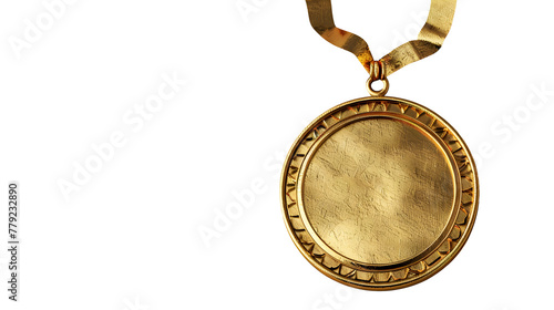 A real free space gold medal on on white background