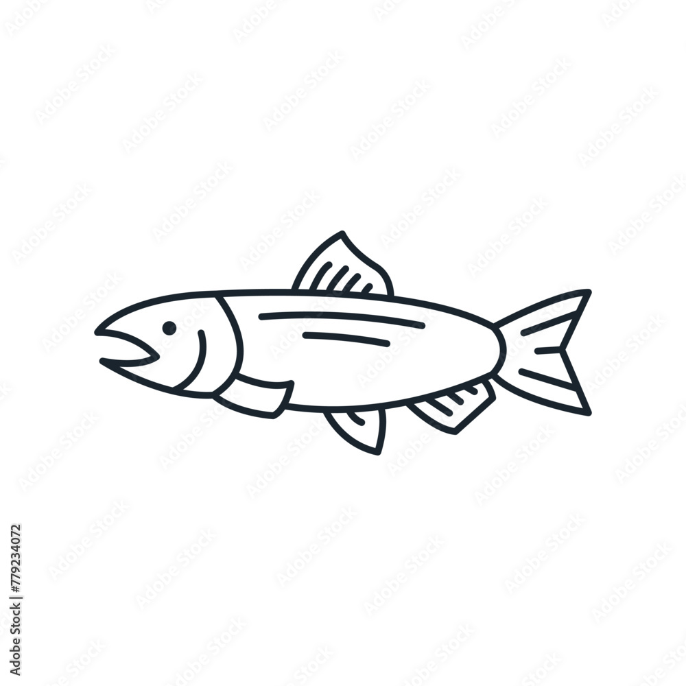 Salmon line icon. Fish and seafood. Isolated vector illustration	
