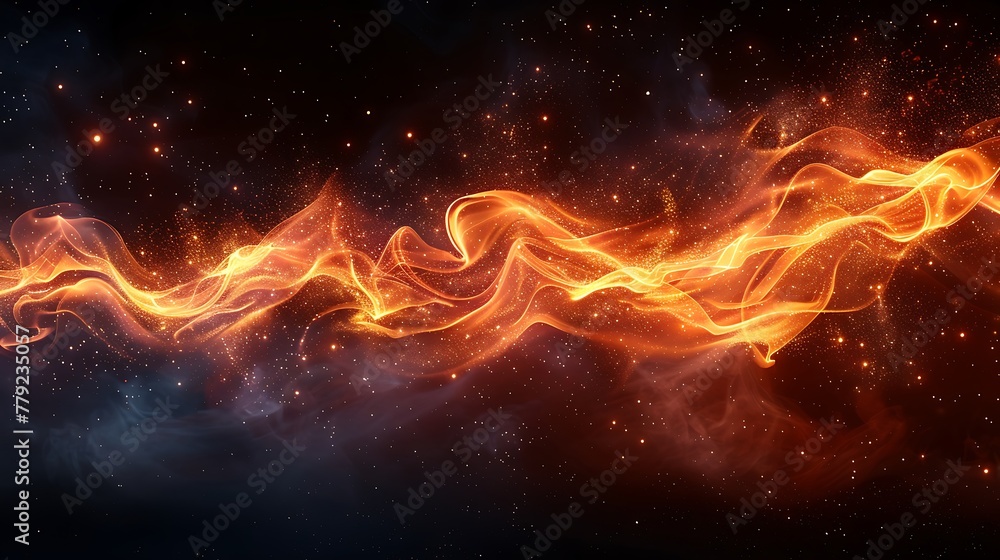 colorful fiery waves with smoke on a black background abstract design concept AI generated colorful fiery waves with smoke on a black background abstract design concept AI generated
