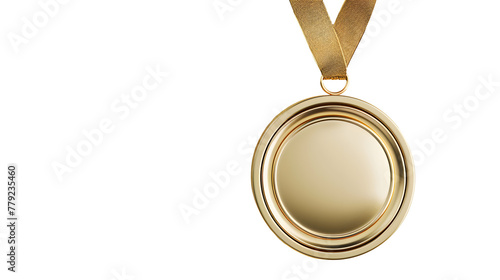 A real free space gold medal on on white background