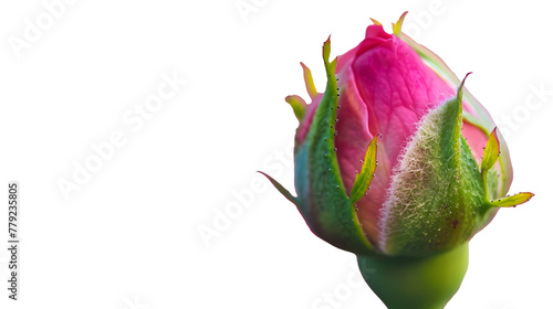 Close-Up of a Rose Bud, on transparent background. 
