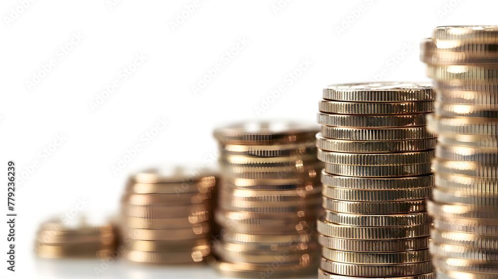 Bitcoins coins stack, concept of stock market exchange or financial technology - on white background Bitcoins coins stack, concept of stock market exchange or financial technology - on white background