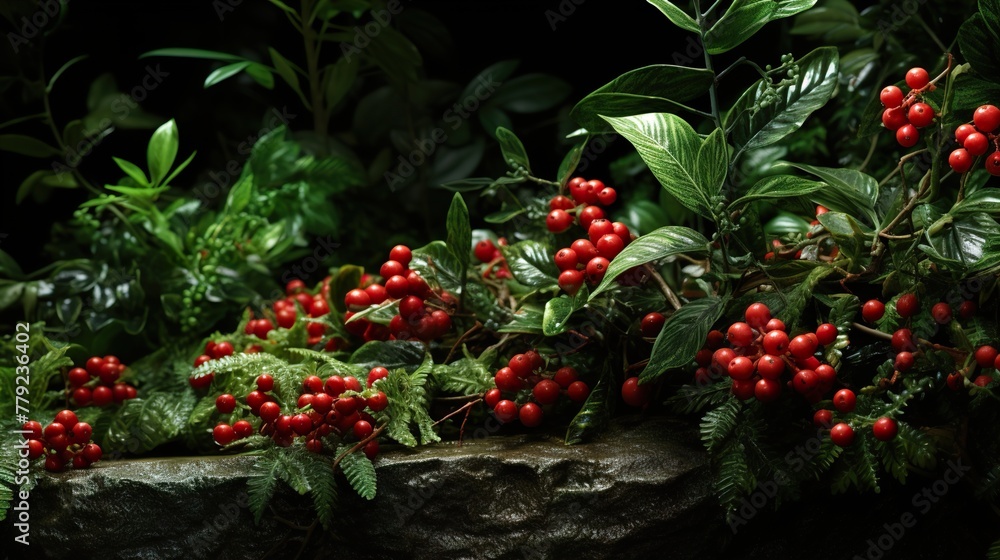 red berries on a bush    high definition(hd) photographic creative image