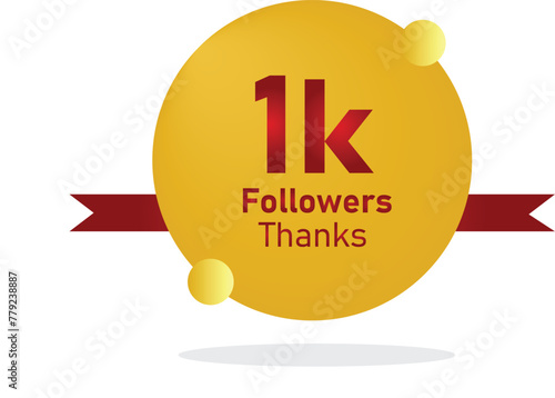 1k golden color circle followers with thanks Vector greeting artwork background.