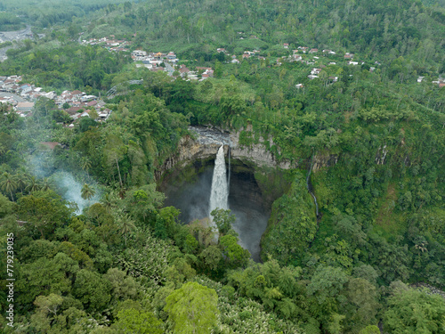 The beauty of Sipiso piso waterfall in North Sumatera, Indonesia