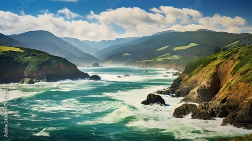 sea and mountains  high definition hd  photographic creative image