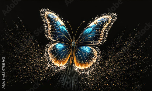 Flight of Fancy: A Golden Butterfly with Golden Dust Illuminates the Night