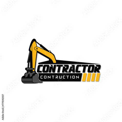 Excavator construction logo design, excavator logo element heavy equipment work. transportation vehicle mining.