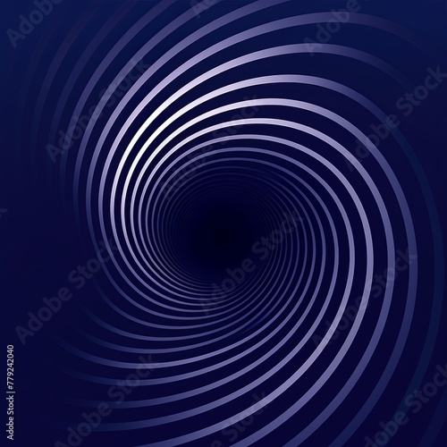 Indigo background, smooth white lines, radians swirl round circle pattern backdrop with copy space for design photo or text