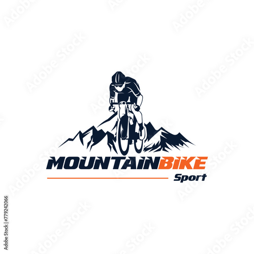 Mountain bike logo, mountain bike sport logo design template freestyle