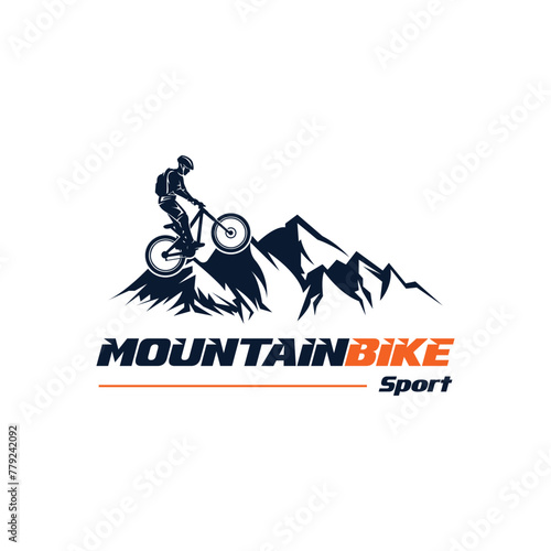 Mountain bike logo, mountain bike sport logo design template freestyle